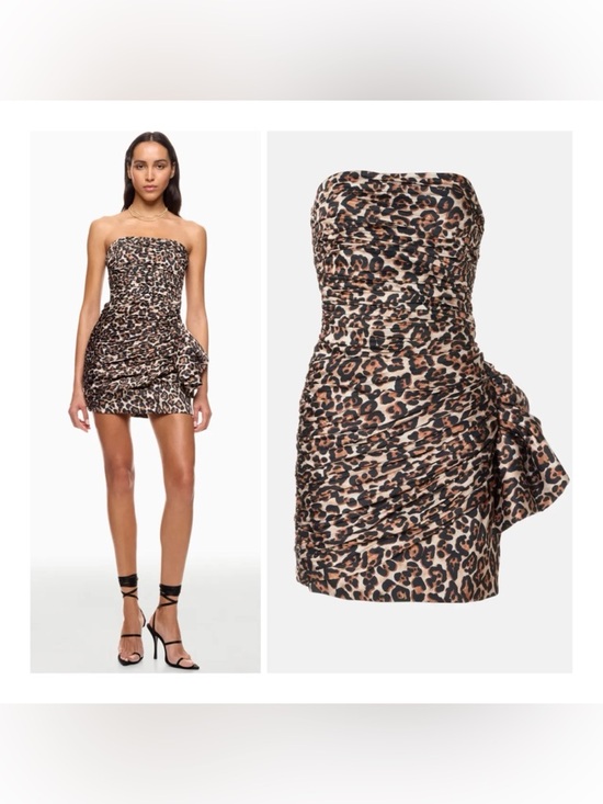 Ronny Kobo Collection Dresses & Skirts - Ronny Kobo Collection Strapless Leopard Ruched Mini Dress - Brown/Black/CreamEUC
